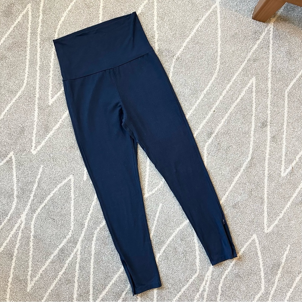 Storq Maternity Navy Blue Ponte Legging with Ankle Zipper